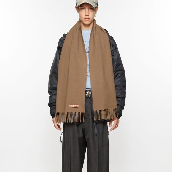 NEW Acne Studios Fringe wool scarf -Caramel brown#SC49* - Picture 1 of 8